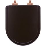 Tampa De Vaso Poliéster Com Amortecedor Link-lk Marrom Fosco Para Bacia Deca Com Ferragem Rose Gold