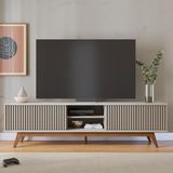 Rack Bancada Com 4 Portas Ripadas Fortaleza - Off White Matte Off White Matte