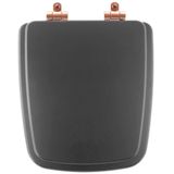 Tampa De Vaso Poliéster Com Amortecedor Boss Onix (preto Fosco) Para Bacia Incepa Com Ferragem Rose Gold