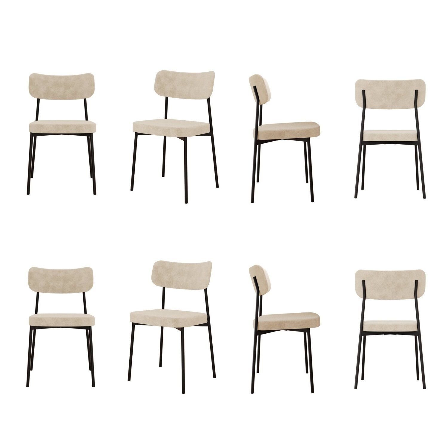 Kit Com 8 Cadeiras Para Sala De Jantar Mona Yescasa Vanilla