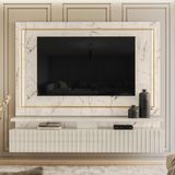 Painel Bancada Suspensa Com Led Tvs Até 75 Polegadas Gaia - Calacata Off White