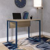 Mesa Para Escritório Industrial 90cm Pe25 Noce Naturalle/azul Dali