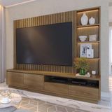 Home Theater 4 Gavetas 4 Prateleiras Com Led Cancún Amêndoa - Colibri