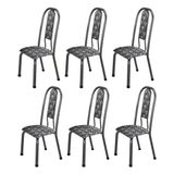 Kit Com 06 Cadeiras Para Sala De Jantar Fortaleza Branco/preto/prata