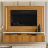 Painel Bancada Suspensa Com Led Tvs Até 75 Polegadas Gaia - Cinamomo Off White
