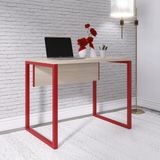 Mesa Para Escritório Industrial 90cm Pe25 Castanheira/vermelho