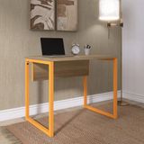 Mesa Para Escritório Industrial 90cm Pe25 Noce Naturalle/laranja Picasso