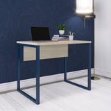 Mesa Para Escritório Industrial 90cm Pe25 Castanheira/azul Delrei