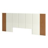 Cabeceira De Madeira Para Cama Box Casal 270cm 100% Mdf Tw184 Off White/freijó - Dalla Costa
