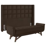 Cabeceira Cama Box Casal 140cm Pisa E Recamier Neville P02 Sintético Marrom - Mpozenato
