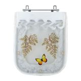 Tampa De Vaso Poliéster Decorada Borboleta Tivoli Branco Para Louça Ideal Standard