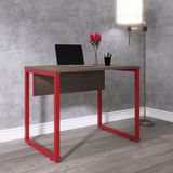 Mesa Para Escritório Industrial 90cm Pe25 Walnut/vermelho