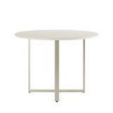 Mesa De Jantar Redonda 108cm E Tampo De Vidro Arcádia Off White Fosco/champanhe