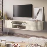 Rack Bancada Suspensa 2 Portas Para Tv De 75" Algarve - Calacata Off White