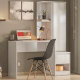 Escrivaninha Com Armario 1 Porta 1 Gaveta 1 Nicho Office Morada - Branco
