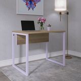 Mesa Para Escritório Industrial 90cm Pe25 Noce Naturalle/lilias