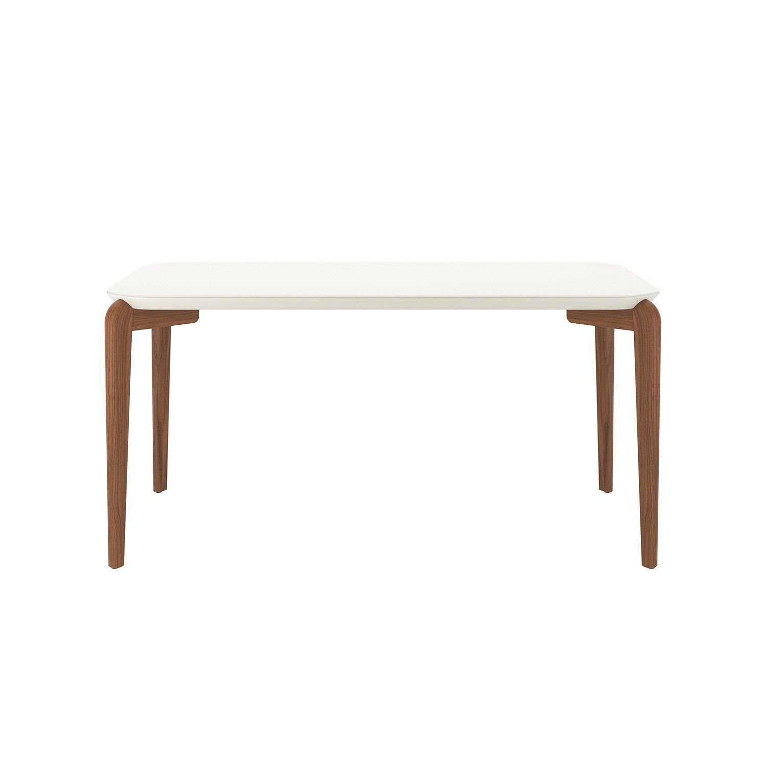 Mesa De Jantar 160cm Retangular Com Vidro Donatella Off White Fosco/natural