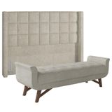 Cabeceira Cama Box Casal 140cm Pisa E Recamier Neville P02 Bouclé Cru - Mpozenato
