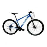 Bicicleta Aro 29 Ksx Sd7 21v Cabos Internos Alumínio Freios A Disco Garfo Suspensão Azul Branco Tamanho 15