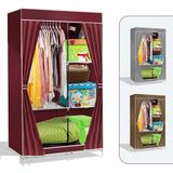 Guarda Roupa Grande 105cm Com Cabideiro E Arara Organizador Portátil Sapateira Dobrável Multiuso Vermelho