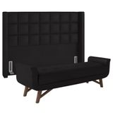 Cabeceira Cama Box Casal 140cm Pisa E Recamier Neville P02 Sintético Preto - Mpozenato