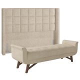 Cabeceira Cama Box Casal 140cm Pisa E Recamier Neville P02 Bouclé Bege - Mpozenato