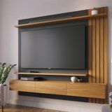 Painel Home Suspenso 3 Portas Tv&#39;s 70" Juriti - Noce Milano-preto Fosco