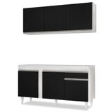 Armário Aéreo Argélia E Balcão Para Pia 150cm Dakota Branco-preto - Lumil Móveis