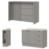 Bancada E Balcao Gourmet 146 Cm Ce817 Americana Cinza Calcare Henn