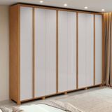 Guarda-roupa Casal 100% Mdf 8 Portas Easy Glow Com Pés Amendoa Clean/off White