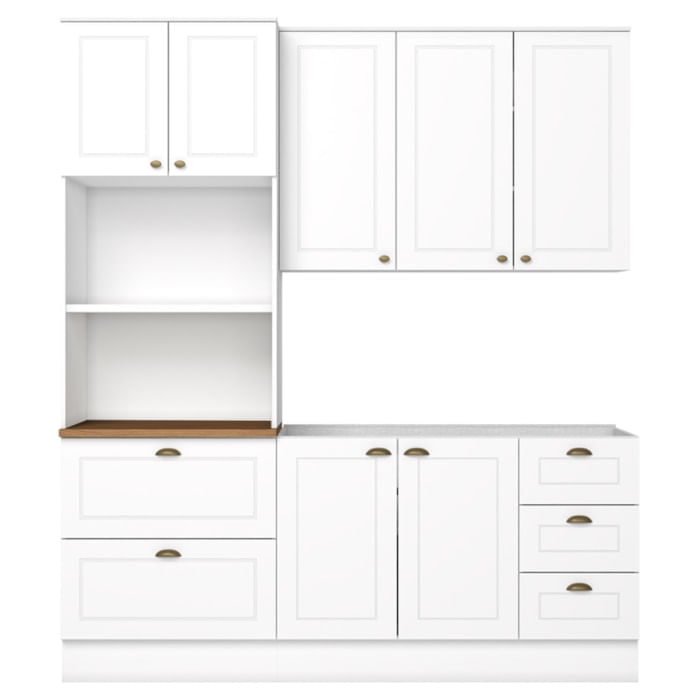 Cozinha Modulada 3 Pecas 192cm Ce759 Americana Branco Nature Henn