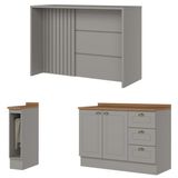 Bancada E Balcao Gourmet 146cm Ce817 Americana Cinza Nature Henn