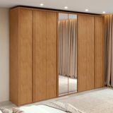 Guarda-roupa Casal 100% Mdf 8 Portas Easy Glow Com Espelhos Amendoa Clean