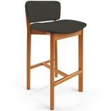 Banqueta Alta Para Cozinha Sala De Jantar Bar Dara L02 Linho Verde-musgo - Lyam Decor