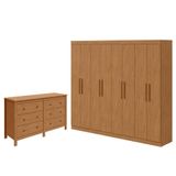 Guarda Roupa Casal Andara Soft E Cômoda Horizontal Maggiore Amêndoa Clean - Lopas
