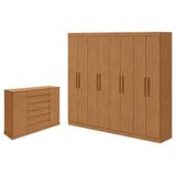 Guarda Roupa Casal Andara Soft E Cômoda Sapateira Vedra Amêndoa Clean - Lopas