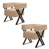 Kit 2 Poltrona Decorativa Kira Pés Metal Estilo Industrial