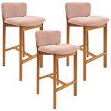 Kit 03 Banquetas Alta Para Cozinha Sala De Jantar Bar Dara L02 Bouclê Rosê - Lyam Decor