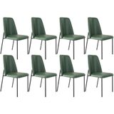 Kit 08 Cadeiras Decorativa Estofada Para Sala De Jantar Bella L02 Couríssimo Verde - Lyam Decor