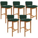Kit 05 Banquetas Alta Para Cozinha Sala De Jantar Bar Dara L02 Suede Verde Musgo - Lyam Decor
