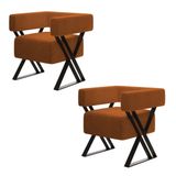 Kit 2 Poltrona Decorativa Kira Pés Metal Estilo Industrial