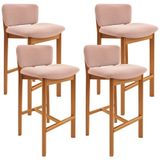 Kit 04 Banquetas Alta Para Cozinha Sala De Jantar Bar Dara L02 Bouclê Rosê - Lyam Decor