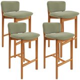 Kit 04 Banquetas Alta Para Cozinha Sala De Jantar Bar Dara L02 Bouclê Oliva - Lyam Decor