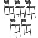 Kit 05 Banquetas Alta Bar Cozinha Sala De Jantar Preto Melina L02 Couríssimo Preto - Lyam Decor
