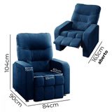 Poltrona Do Papai Reclinavel Para Sala Maldivas Veludo Azul Azul