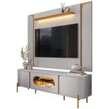 Rack Para Sala Orgânico Suy Com Painel Para Tv 75 Pol Maresca B02 Off White Cinamomo - Lyam Decor