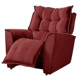 Poltrona Da Mamãe Para Sala Reclinavel Carinho Veludo Vermelho