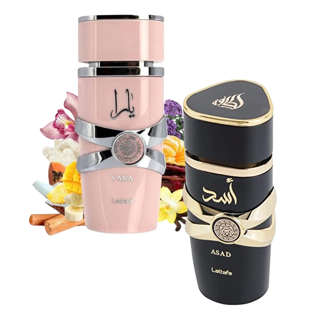 Kit Perfume Fem Yara Rosa 100ml + Perfume Asad Preto