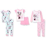 Conjunto De Pijamas De Algodão Minnie Mouse Para Meninas Da Disney, 6 Peças 2t