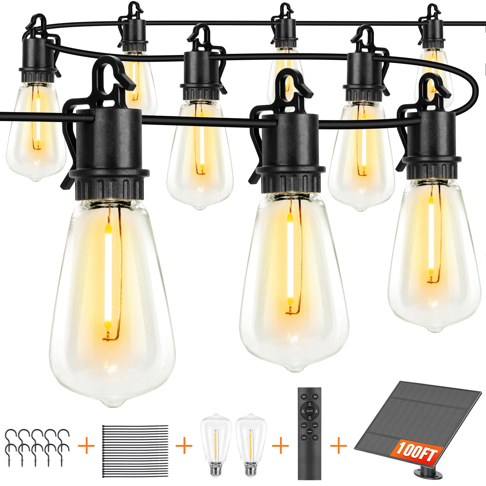 Luzes De Corda Externas Ooled De 100 Pés Com 32 Lâmpadas Inquebráveis